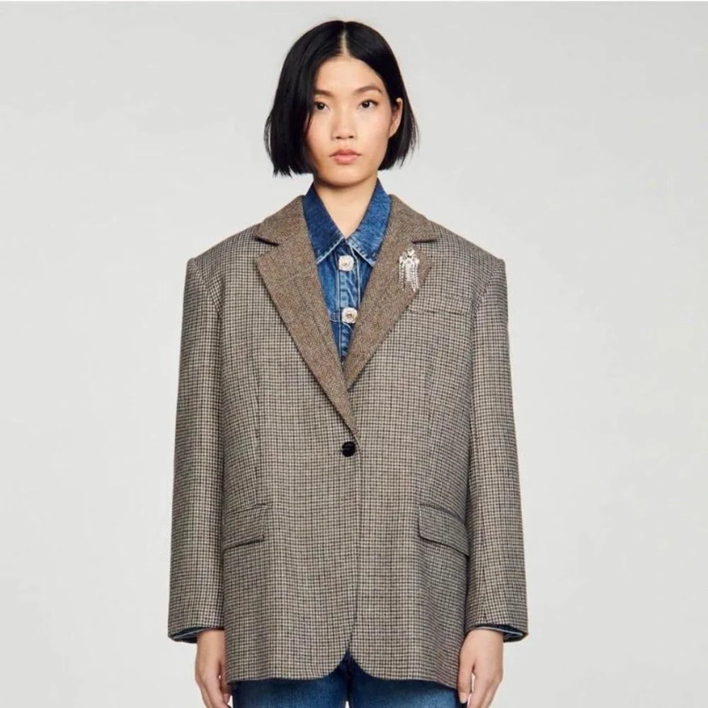 Sandro Brown Houndstooth Blazer - Picture 4 of 4